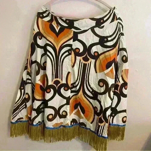 Vintage Western Fringed Skirt with Fall Colors Design Size Large - Picture 5 of 12